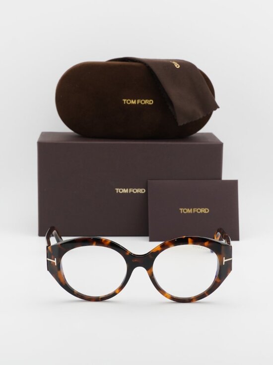 Tom Ford FT5950-B 052 Oval Eyeglasses 53mm – Havana / Blue Light Block
